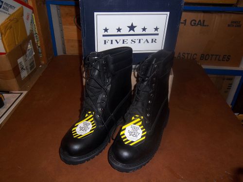 MENS STEEL TOE WORK BOOT 8&#034; BLACK GENUINE LEATHER FIVE STAR SIZE 14 WIDE NEW BOX
