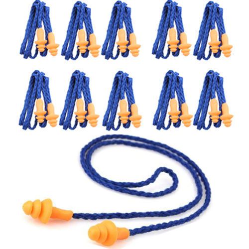 10 pair soft silicone corded ear plugs reusable hearing protection earplugs 3m for sale