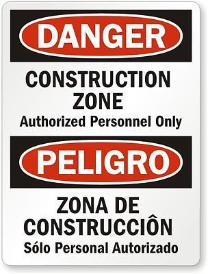 Smartsign Aluminum Osha Safety Sign Legend &#034;danger: Struction Zone&#034; 24&#034;