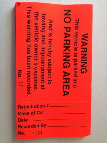 NO PARKING AREA Towing &amp; Impoundment Orange Stickers - Lot of 50