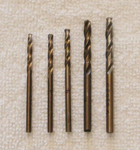 Lot of 5 Cobalt Drills Regular Length RH Right Hand PTD Various sizes