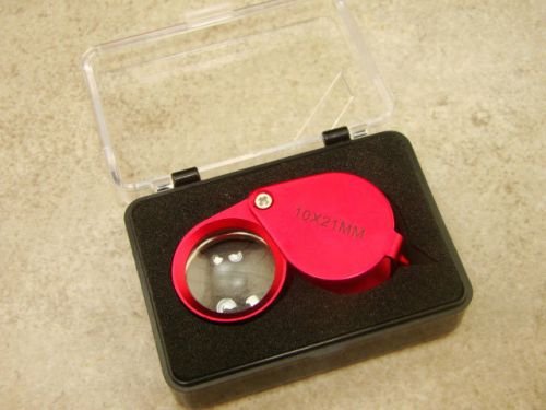Jewlers 10X Loupe Red Anodized Aluminum K9 Optical Glass Lens 10X21MM