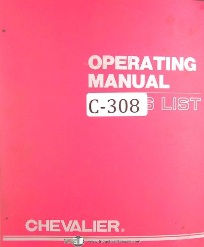 Chevalier fsg series, surface grinder, operations and maintenance manual 1960 for sale
