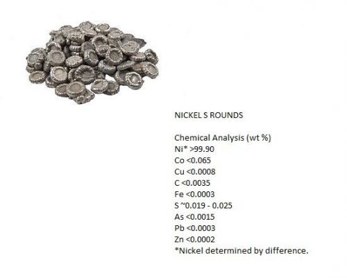 VALE Inco Electrolytic Nickel S-Rounds Anode - Plating   1lb.