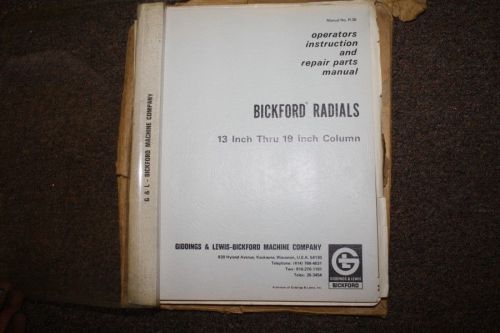 Cincinnati Bickford Radial Arm Drill Manual