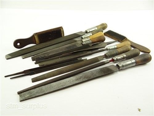 Assorted lot of 15 hss hand files with handles and brushes for sale