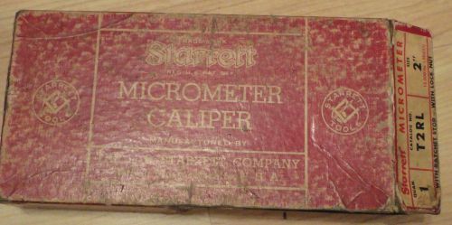Starrett series no 2 model t2rl 1&#034; to 2&#034; outside micrometer caliper w/ wrench for sale