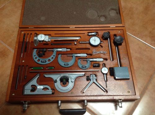 Mitutoyo precision instrument set in wooden case for sale