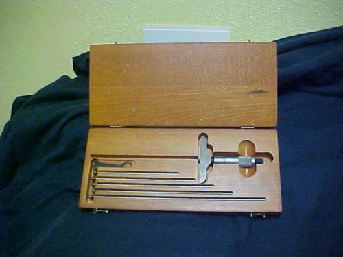 Starrett depth micrometer #445 0 to 6&#034; in original wood box for sale