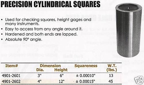 PRECISION CYLINDRICAL SQUARE DIA 3&#034; HEIGHT 6&#034; NEW