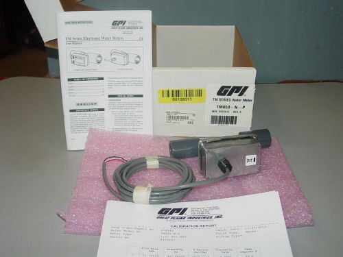 Gpi tm series water meter tm050-n-p flowmeter/totalizer 1-10 gpm w/ 1/2&#034; npt new for sale