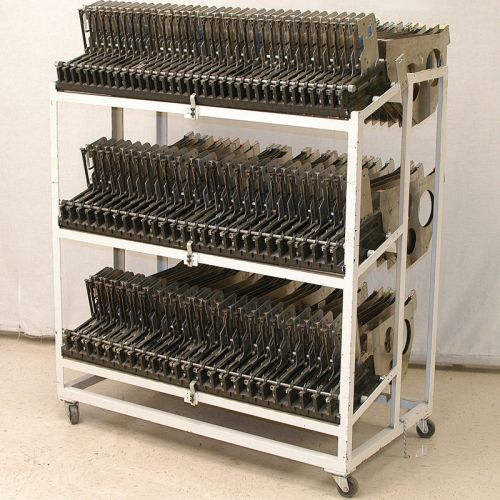 Lot: 92 fuji cp feeders on rolling cart paper &amp; plastic 8mm, 12mm, w8d w12 for sale