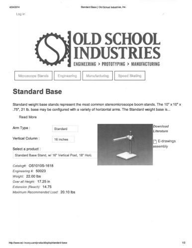 Whs5: old school industries ps-2 boomstand (16&#034; vertical) - priced to sell!! for sale