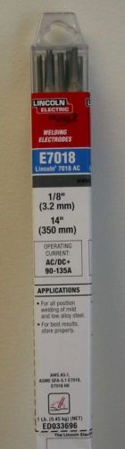 Lincoln electric e7018 ac stick electrode 1/8&#034; x 14&#034; x 1 lb - ed033696 for sale