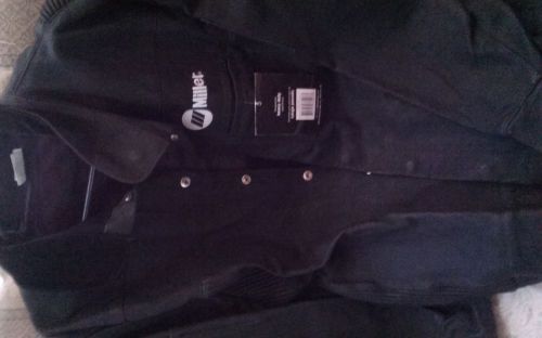 miller black leather welding jacket size large