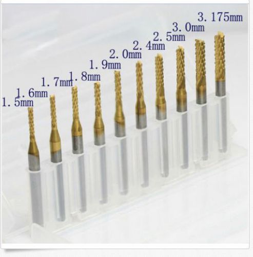 10pcs/set 1.5-3.175mm tian coating  cnc pcb router bits drill milling cutters for sale