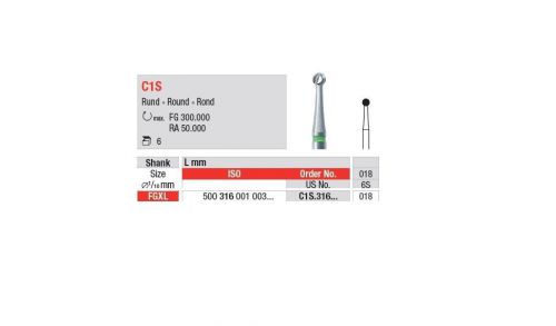 EDENTA TC burs-  ROUND carbide burs C1S.316.018 / 6-pack