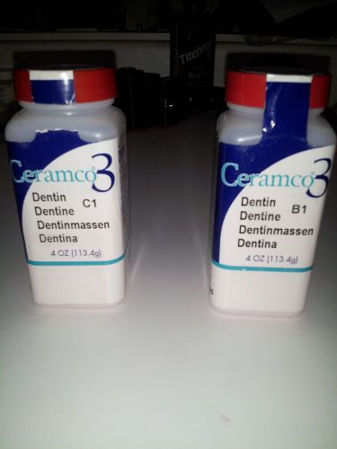 Porcelain- Ceramco 3- 2- 4 oz unopened and opened bottles of B-1 and C-1 dentin