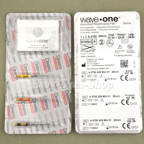 Dentsply endo wave•one root cannal  assortment reciprocating files 25mm 100% for sale