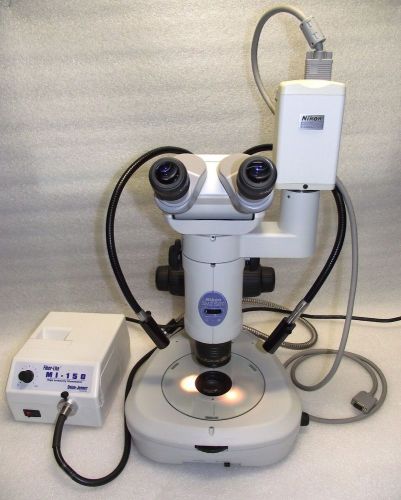 Nikon SMZ1500 C-DSDF Microscope w/Fiber Lite MI-150 &amp; Digital Camera DXM1200 Wty