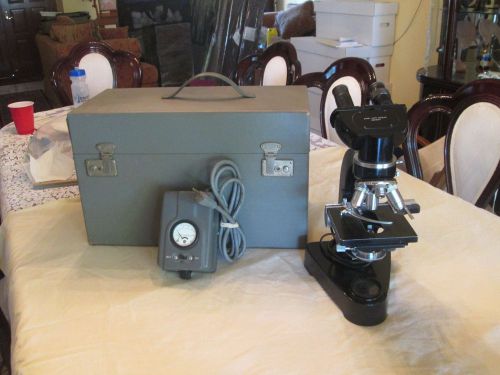 Vintage leitz laborlux microscope with light source and case for sale