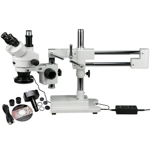 New 3.5X-90X Zoom Mag Stereo Microscope With Boom Stand Light USB Digital Camera