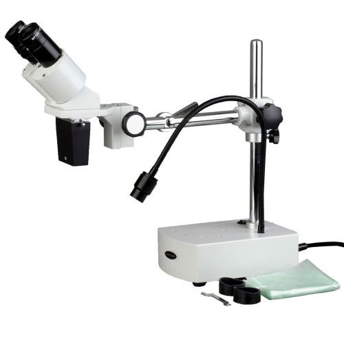 AmScope 20X Stereo Binocular Microscope Boom Arm + Light