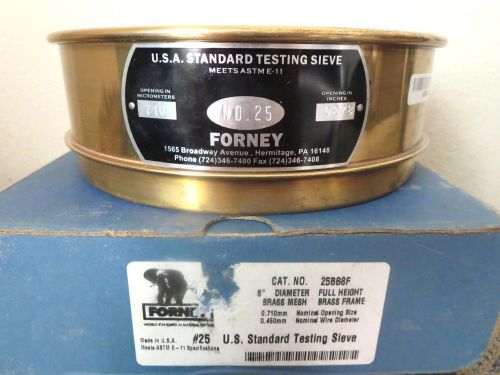 Forney #25 u.s. standard brass testing sieve 8&#034; dia.height 0.710mm / 0.450mm for sale