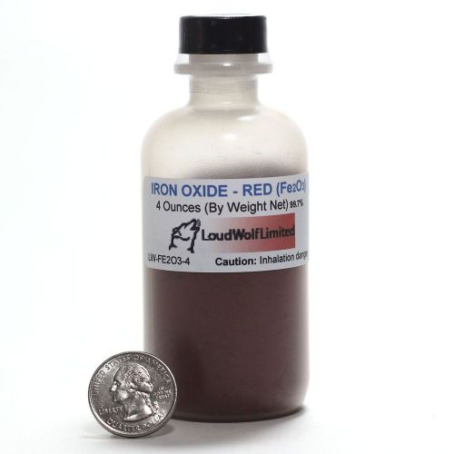 Red Iron Oxide  4 Ounces 1/4 POUND  Pigment Fine Powder Fe2O3  In Plastic Bottle