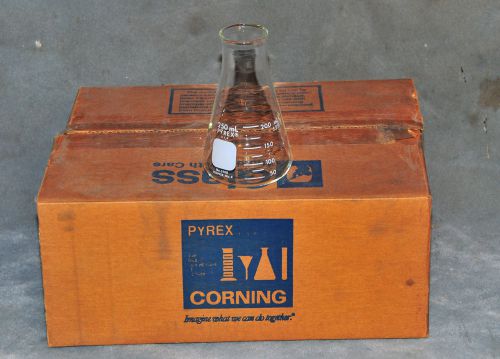 Case Of 12 NOS 250ml Pyrex Erlenmeyer Flasks #4980