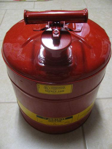 New Justrite 10801 Type 1 Red 5 Gallon Capacity Galvanized Steel Safety Can
