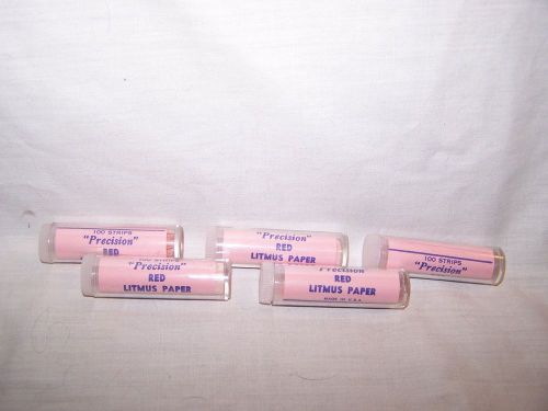 Red litmus paper100 strips each lot of 5 tubes   &#039;precision&#039;  nos for sale
