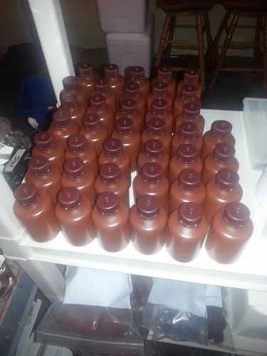 Nalgene opaque amber narrow mouth bottles with caps 125ml/40z (lot of 39) for sale