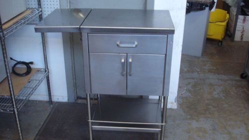 Stainless steel portable cart with one drawer, cabinet, bottom shelf, guard rail for sale