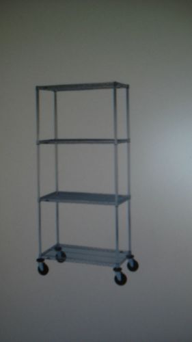 Metro 4 Shelf Wire Cart With Casters and Brakes 24&#034; X 48&#034; X 69&#034; New In Box