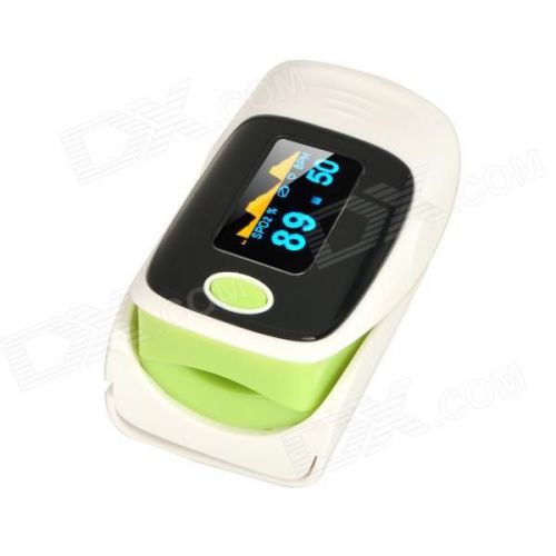1.1&#034; oled screen spo2 heart rate monitor fingertip pulse oximeter - green + bla for sale