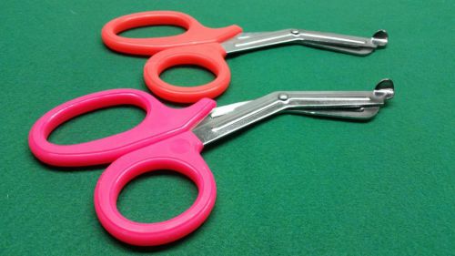 12 emt paramedic utility bandage shears ems ent scissors 7.5&#034; pink+orange for sale