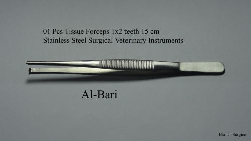 THUMB DRESSING TISSUE FORCEPS 1x2 TEETH STAINLESS STEEL SURGICAL VETERINARY