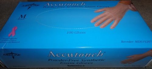 1 new box 100 medline accutouch powder free synthetic exam gloves size m