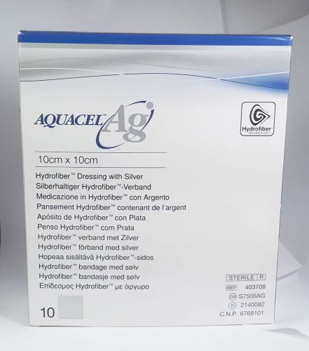 Aquacel ag hydrofiber dressing convatec 4&#034; x 4&#034; 403708 box of 10 exp : 11/2016 for sale