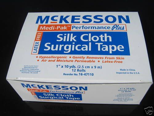 24 BOX McKESSON SILK CLOTH SURGICAL TAPE 1&#034; x 10  288RLS