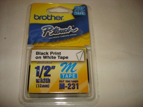 L@@K .....BROTHER P-Touch WHITE Tape 12mm 1/2&#034;   Sealed Package M-K231