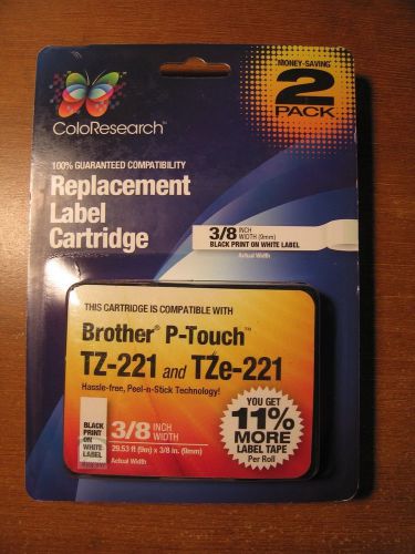 New, Color Research - 2 Pack, Compatible with Brother P-Touch TZ-221 and TZe-221