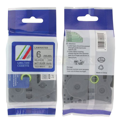 1pk black on matt silver tape compatible for brother ptouch tzm911 tzem911 6mm for sale