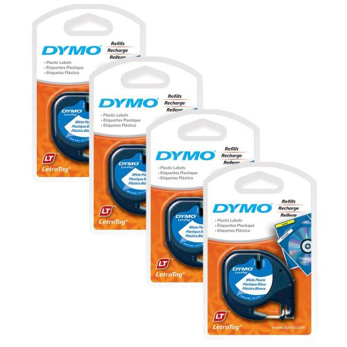 4pk dymo letra tag pearl white plastic lt qx50 letratag new improved label tapes for sale