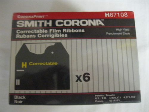 6 Pack Brand NEW GENUINE Smith Corona Correctable Film Ribbons H21000 (H67108)
