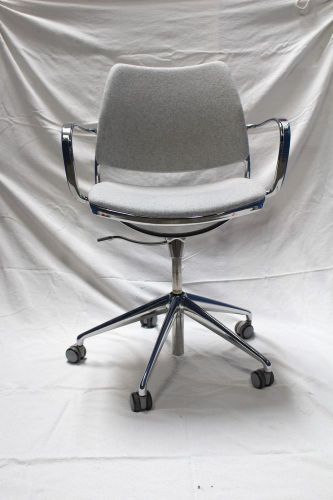 Mid-century modern wool and chrome desk chair for sale