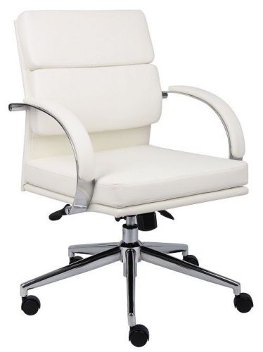 B9406 BOSS WHITE CARESSOFTPLUS EXECUTIVE SERIES MID BACK OFFICE CHAIR