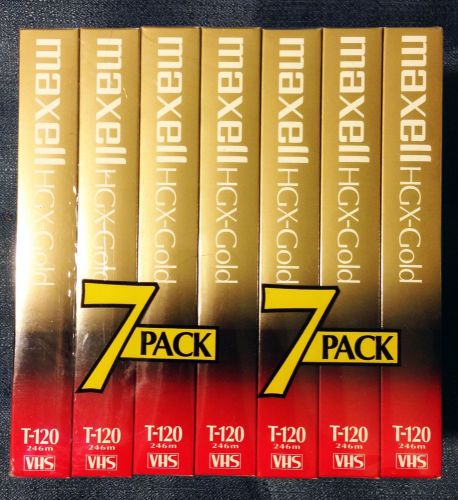 Lot of 7, Unused, T-120 New Maxell Premium High Grade VHS Tapes