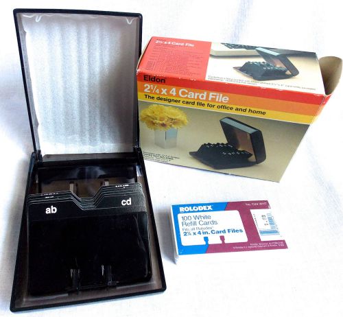 Nip 1983 eldon smoke brown 2 1/4 x 4 card file with blank card set &amp; dividers for sale